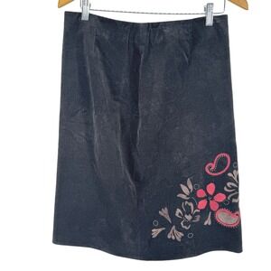 Elements Womens Corduroy Patchwork Midi Skirt Sz 10 Floral Granola Boho Cottage